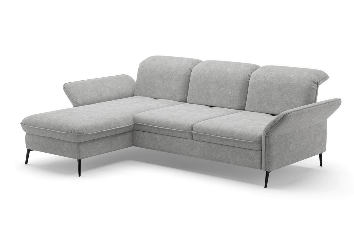ECKSOFA in Flachgewebe Hellgrau  198/264 cm  - Hellgrau/Schwarz, KONVENTIONELL, Textil/Metall (198/264cm) - Sit & More