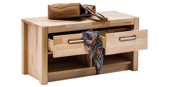 GARDEROBENBANK  in 100/43/40 cm  - Silberfarben/Buchefarben, KONVENTIONELL, Holz/Metall (100/43/40cm) - Hom`in