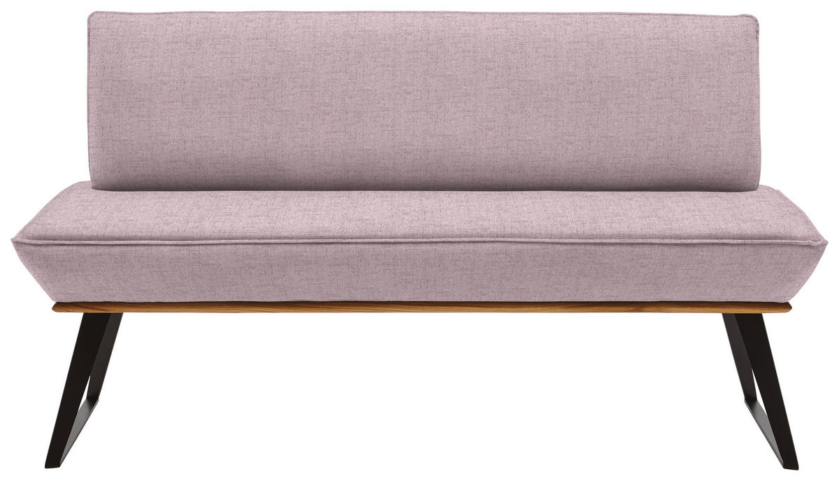 SITZBANK 160/87/64 cm Webstoff Rosa, Schwarz, Eichefarben Eiche massiv Metall  - Eichefarben/Schwarz, Design, Holz/Textil (160/87/64cm) - Voleo