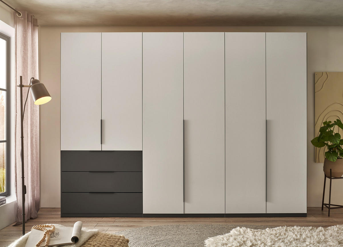 DREHTÜRENSCHRANK 300/225,5/60 cm 6-türig Graphitfarben, Hellgrau  - Hellgrau/Schwarz, MODERN, Holzwerkstoff/Kunststoff (300/225,5/60cm) - MID.YOU