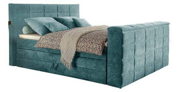 BOXSPRINGBETT 180/200 cm in Petrol - Petrol, KONVENTIONELL, Textil (180/200cm) - Carryhome