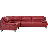 ECKSOFA in Echtleder Rot  - Rot/Schwarz, Design, Leder/Metall (253/290cm) - Xora
