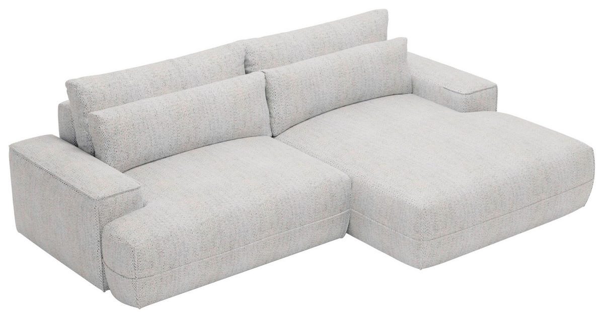 ECKSOFA in Struktur Hellgrau  - Hellgrau/Schwarz, Design, Kunststoff/Textil (272/156cm) - Livetastic