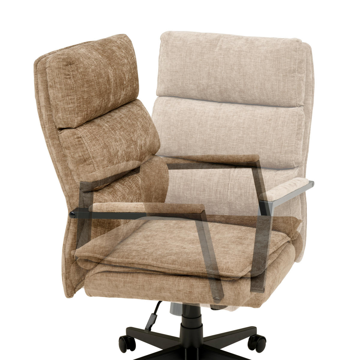 CHEFSESSEL Webstoff Braun  - Schwarz/Braun, Modern, Kunststoff/Textil (58/110-120/62cm) - MID.YOU