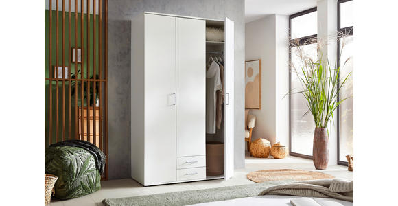 DREHTÜRENSCHRANK  in Weiß  - Alufarben/Weiß, KONVENTIONELL, Holzwerkstoff/Kunststoff (120/196/54cm) - Carryhome