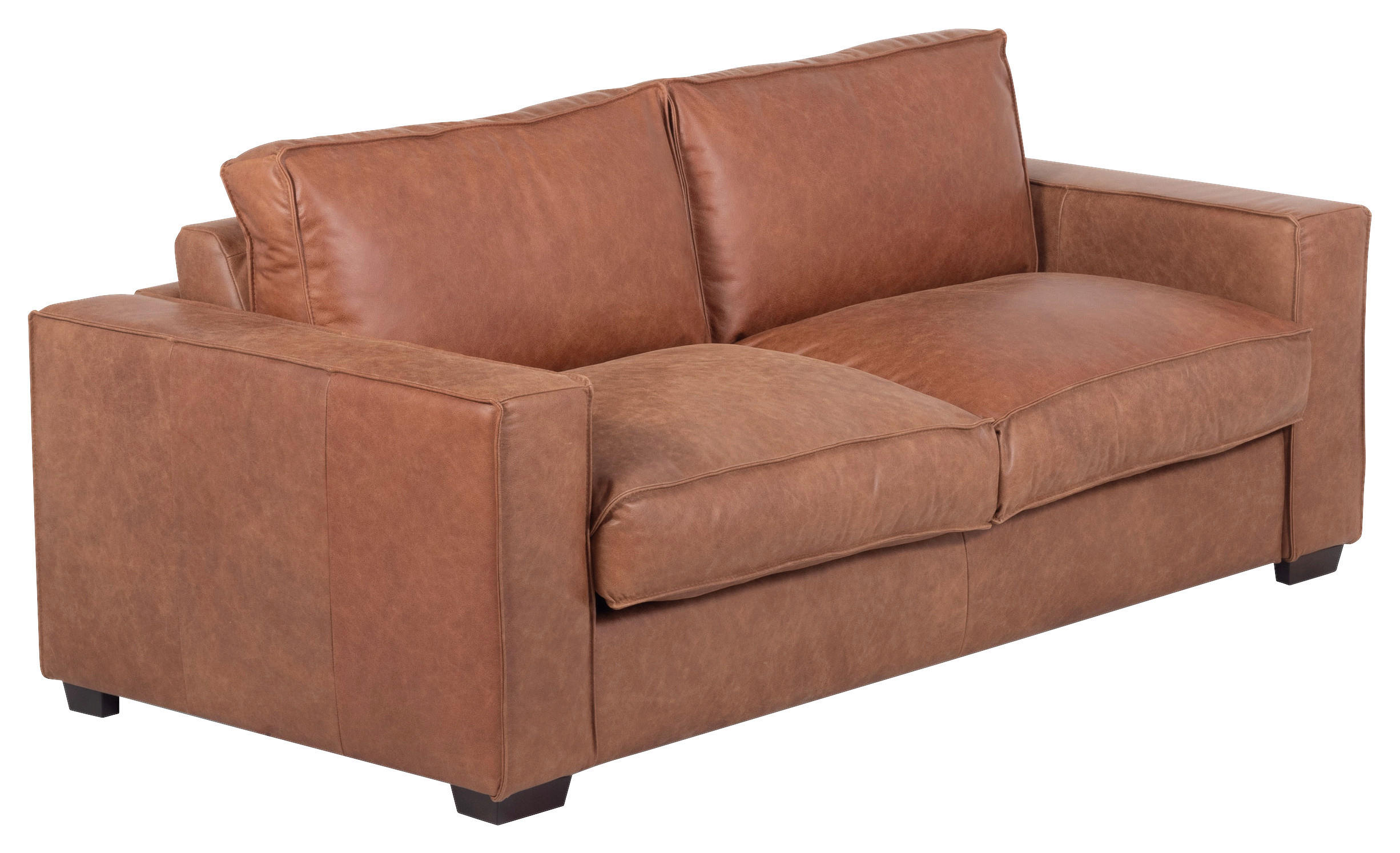 SCHLAFSOFA Cognac Echtleder  - Cognac/Dunkelbraun, Design, Leder/Holz (203/85/99cm) - MID.YOU