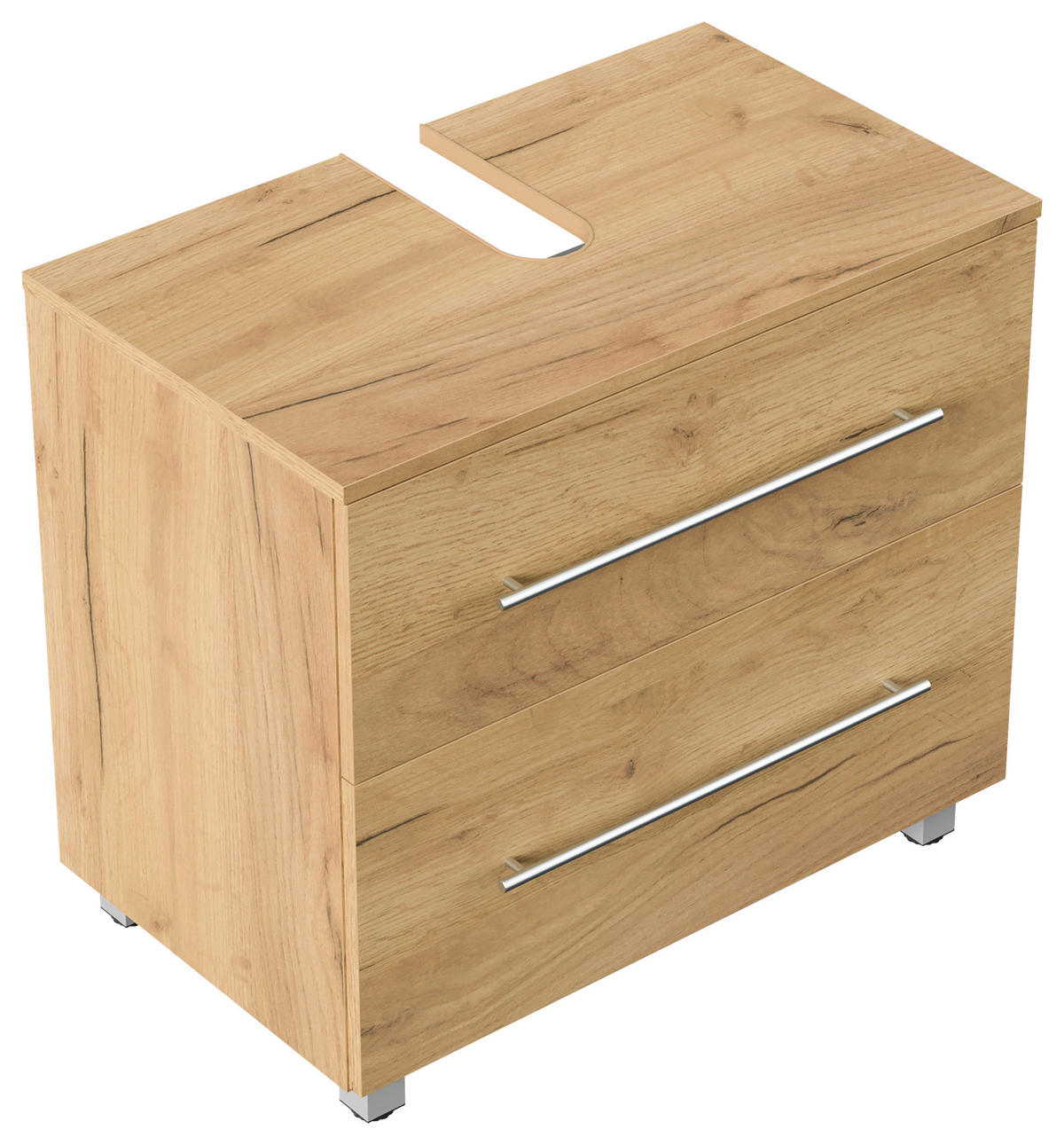 WASCHBECKENUNTERSCHRANK 70/63/41,6 cm  - Eichefarben/Silberfarben, MODERN, Holzwerkstoff/Metall (70/63/41,6cm) - MID.YOU