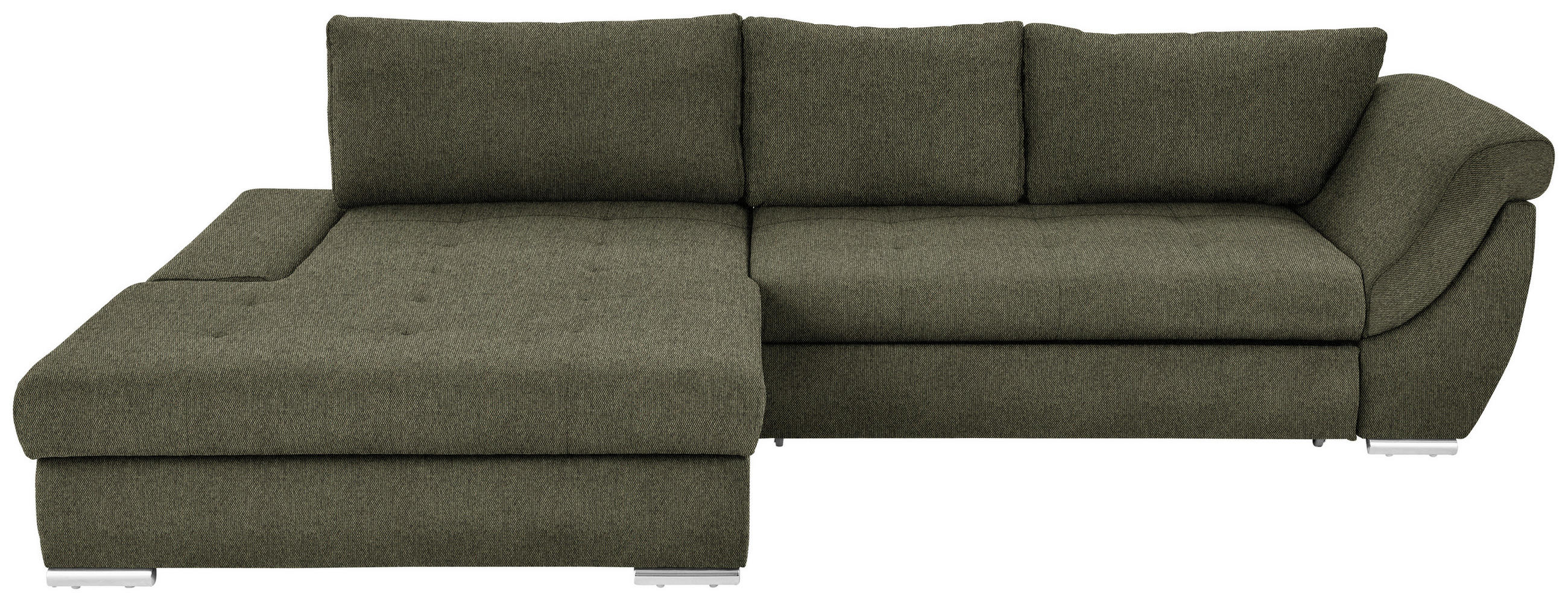 ECKSOFA in Flachgewebe Olivgrün  174/306 cm  - Silberfarben/Olivgrün, Design, Textil/Metall (174/306cm) - Carryhome