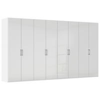 DREHTÜRENSCHRANK 400/235/61 cm,  in Weiß, Weiß Hochglanz, 8-türig  - Edelstahlfarben/Weiß Hochglanz, Basics, Holzwerkstoff/Metall (400/235/61cm) - Novel