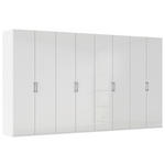 DREHTÜRENSCHRANK 400/223/61 cm,  in Weiß, Weiß Hochglanz, 8-türig  - Edelstahlfarben/Weiß Hochglanz, Basics, Holzwerkstoff/Metall (400/223/61cm) - Novel