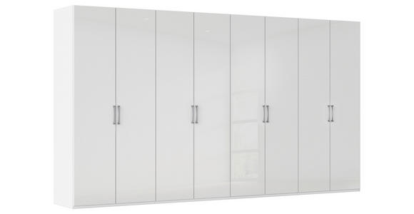 DREHTÜRENSCHRANK  in Weiß, Weiß Hochglanz  - Edelstahlfarben/Weiß Hochglanz, Basics, Holzwerkstoff/Metall (400/235/61cm) - Novel