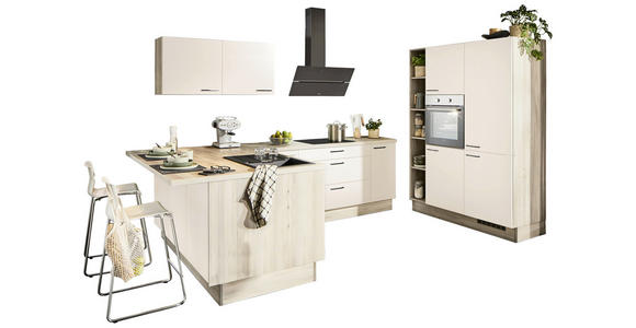 ECKKÜCHE XO 21  in Magnolie, Tannenholzfarben  - Tannenholzfarben/Magnolie, Design, Holzwerkstoff/Metall (121,6/280/150cm) - Xora