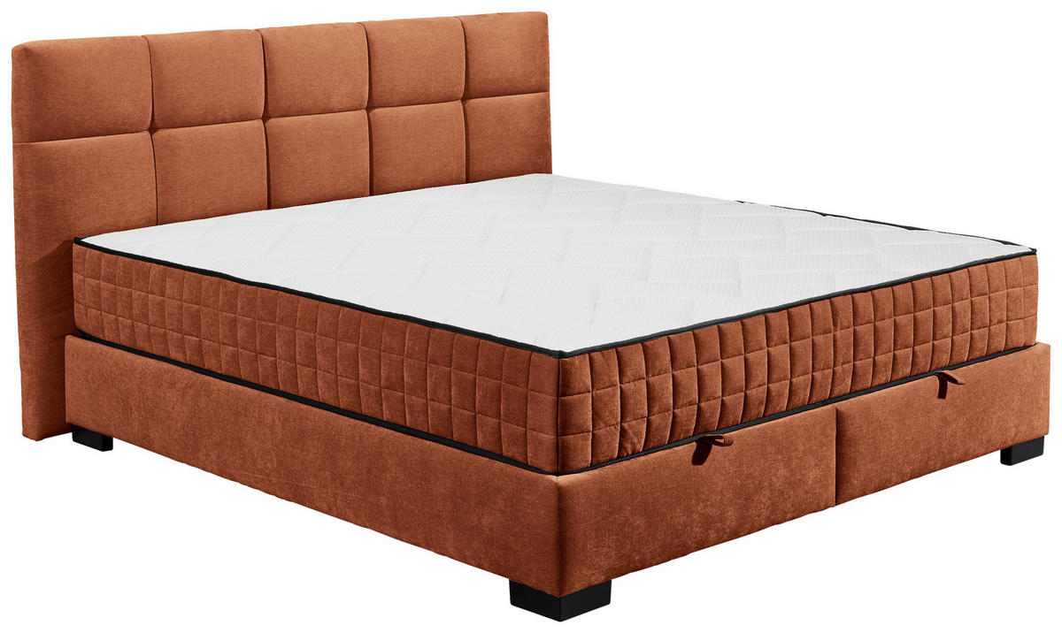 BOX KREVET    160/200 cm  - crna/konjak, Moderno, drvni materijal/tekstil (160/200cm) - MID.YOU