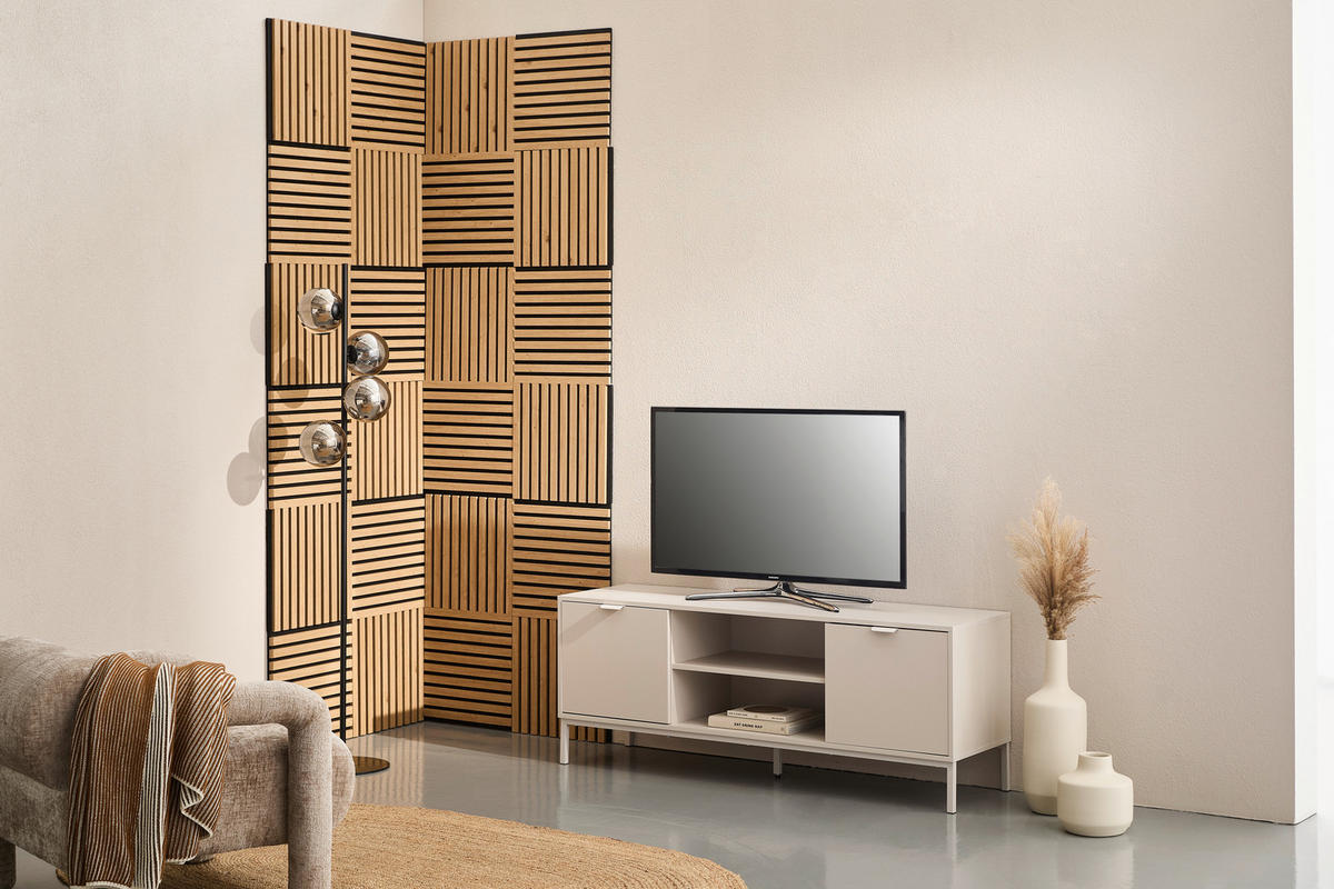 AKUSTICKÝ PANEL 40/40/2,1 cm   - černá/dub artisan, Basics, dřevo/kompozitní dřevo (40/40/2,1cm) - Boxxx