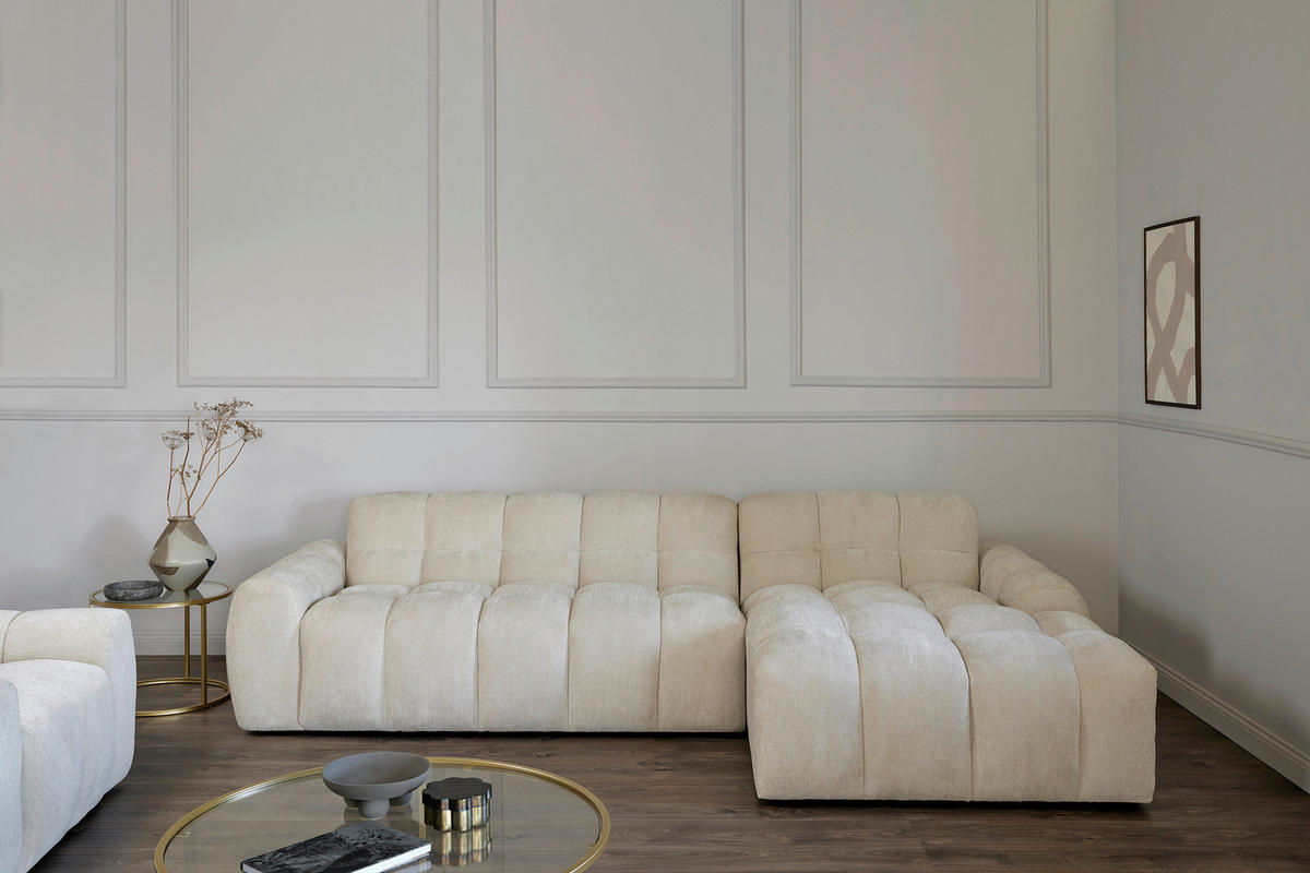 ECKSOFA RELAX BUBBLE CORNER L-R EU Beige Bouclé  - Beige/Schwarz, MODERN, Holz/Kunststoff (305/159cm) - Livetastic