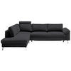 ECKSOFA in Echtleder Dunkelgrau  - Chromfarben/Dunkelgrau, Design, Leder/Metall (200/281cm) - Pure Home Lifestyle