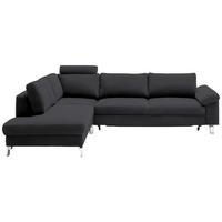 ECKSOFA in Echtleder Dunkelgrau  - Chromfarben/Dunkelgrau, Design, Leder/Metall (200/281cm) - Pure Home Lifestyle