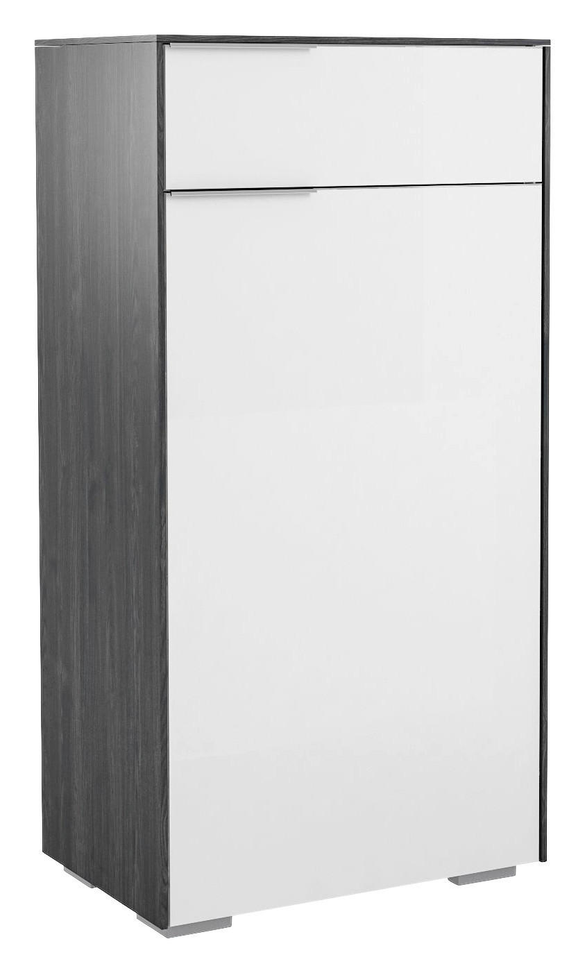 SCHUHSCHRANK Weiß, Eichefarben - Chromfarben/Eichefarben, Design, Glas/Holzwerkstoff (55,8/110,2/37,3cm) - Voleo