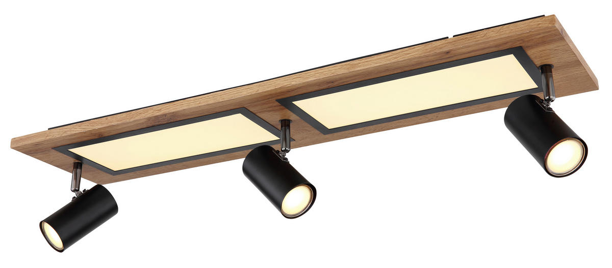LED SVJETILJKA STROPNA  - prirodne boje/crna, Design, drvni materijal/metal (80/20/18cm) - Globo