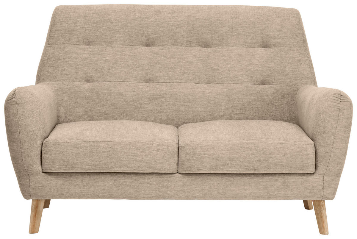2-SITZER-SOFA Webstoff Braun  - Eichefarben/Braun, Design, Holz/Textil (160/105/84cm) - Carryhome