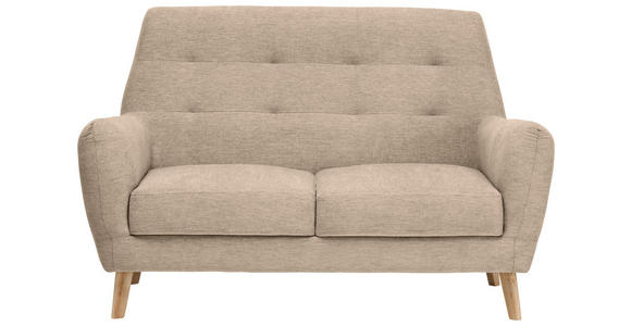 2-SITZER-SOFA Webstoff Braun  - Eichefarben/Braun, Design, Holz/Textil (160/105/84cm) - Carryhome