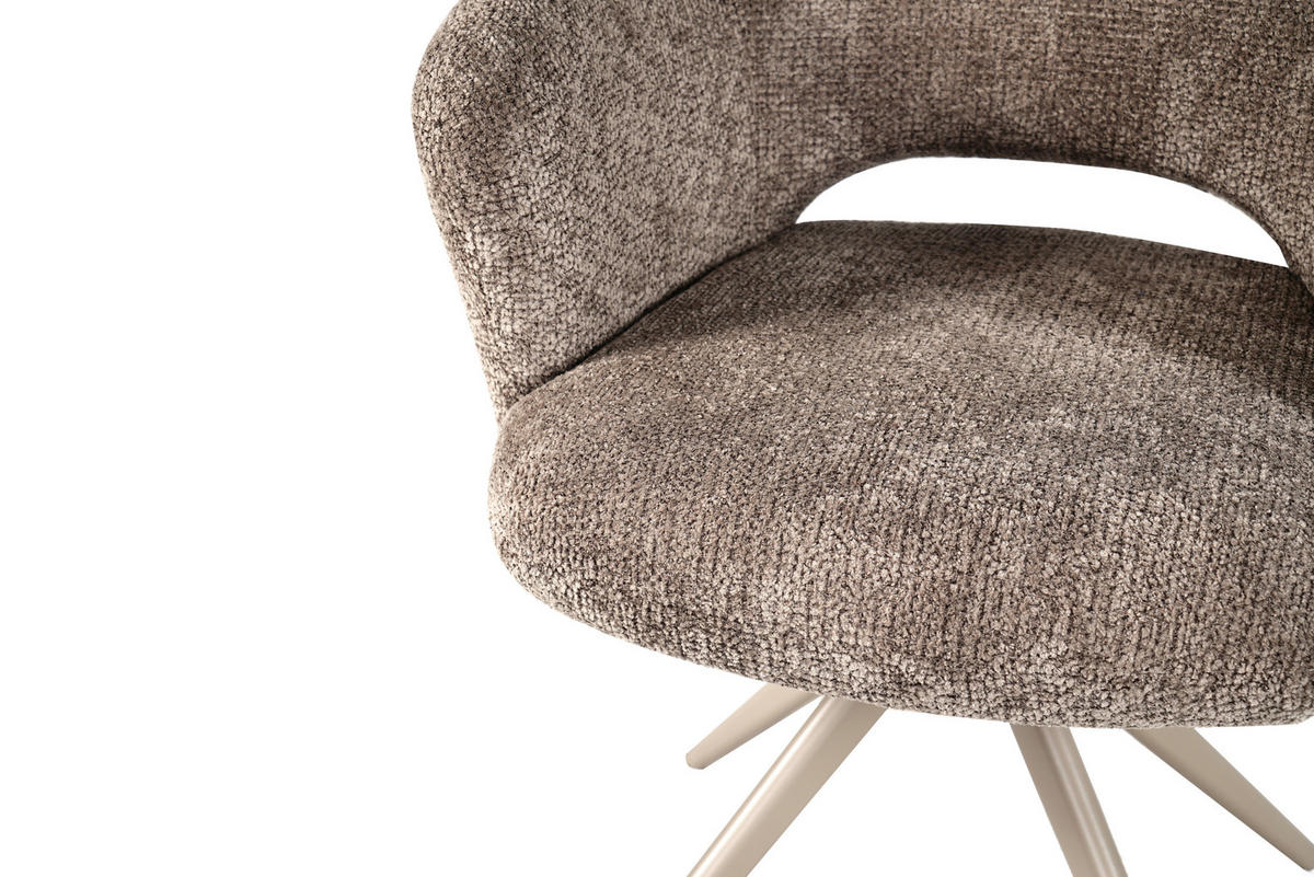 ARMLEHNSTUHL  Sitzfläche 360° drehbar Mikrofaser  Taupe  - Taupe, MODERN, Textil/Metall (61/88/63cm) - Livetastic