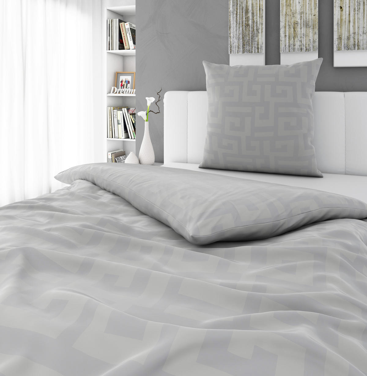 WENDEBETTWÄSCHE Satin 155/220 cm  - Silberfarben, Basics, Textil (155/220cm) - Bio:Vio