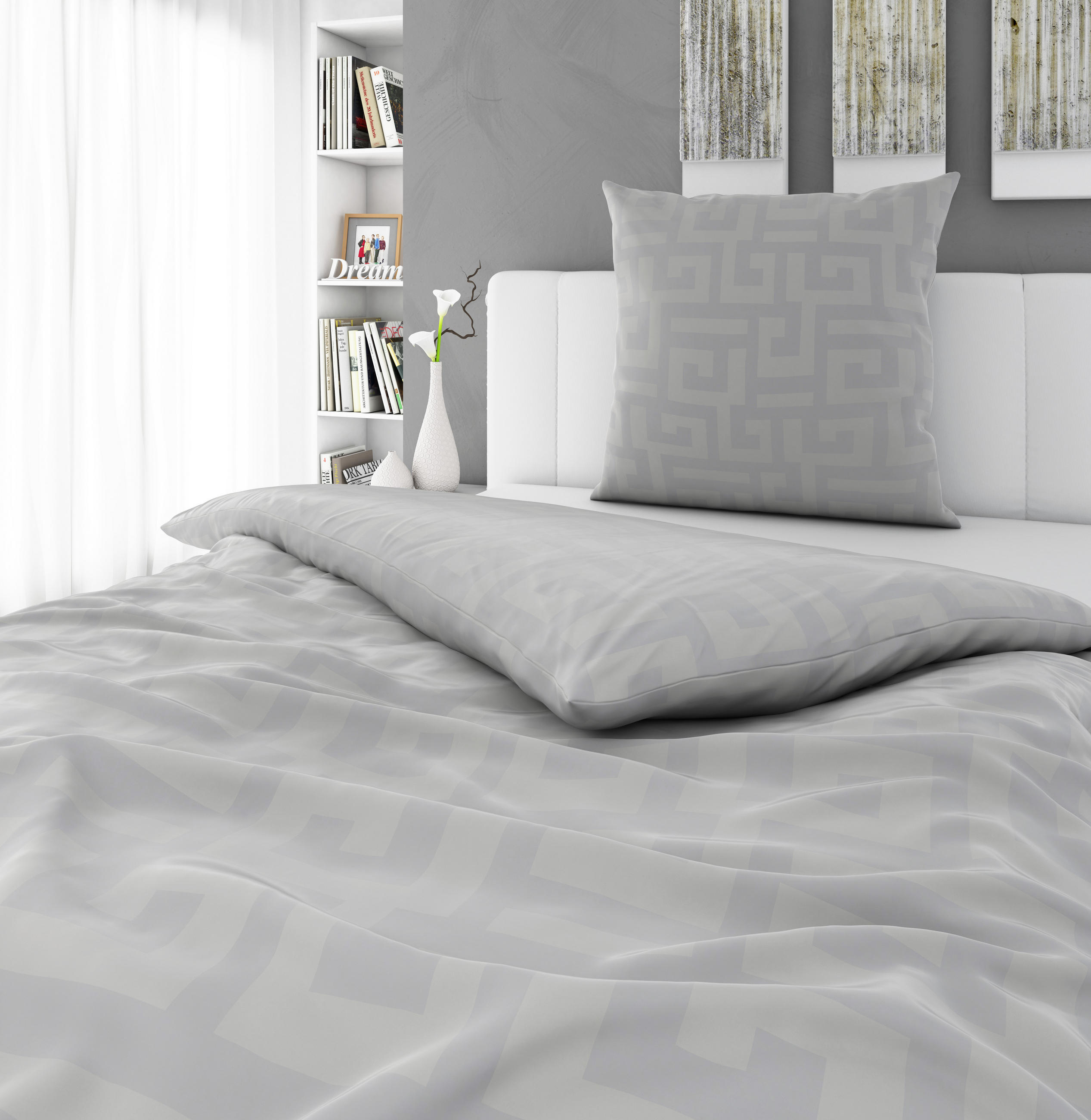 Thumbnail - Bio:Vio Wendebettwäsche, Silber, Textil, Abstraktes, 155x220 cm, Textiles Vertrauen - Oeko-Tex®, Gots, atmungsaktiv, hau...
