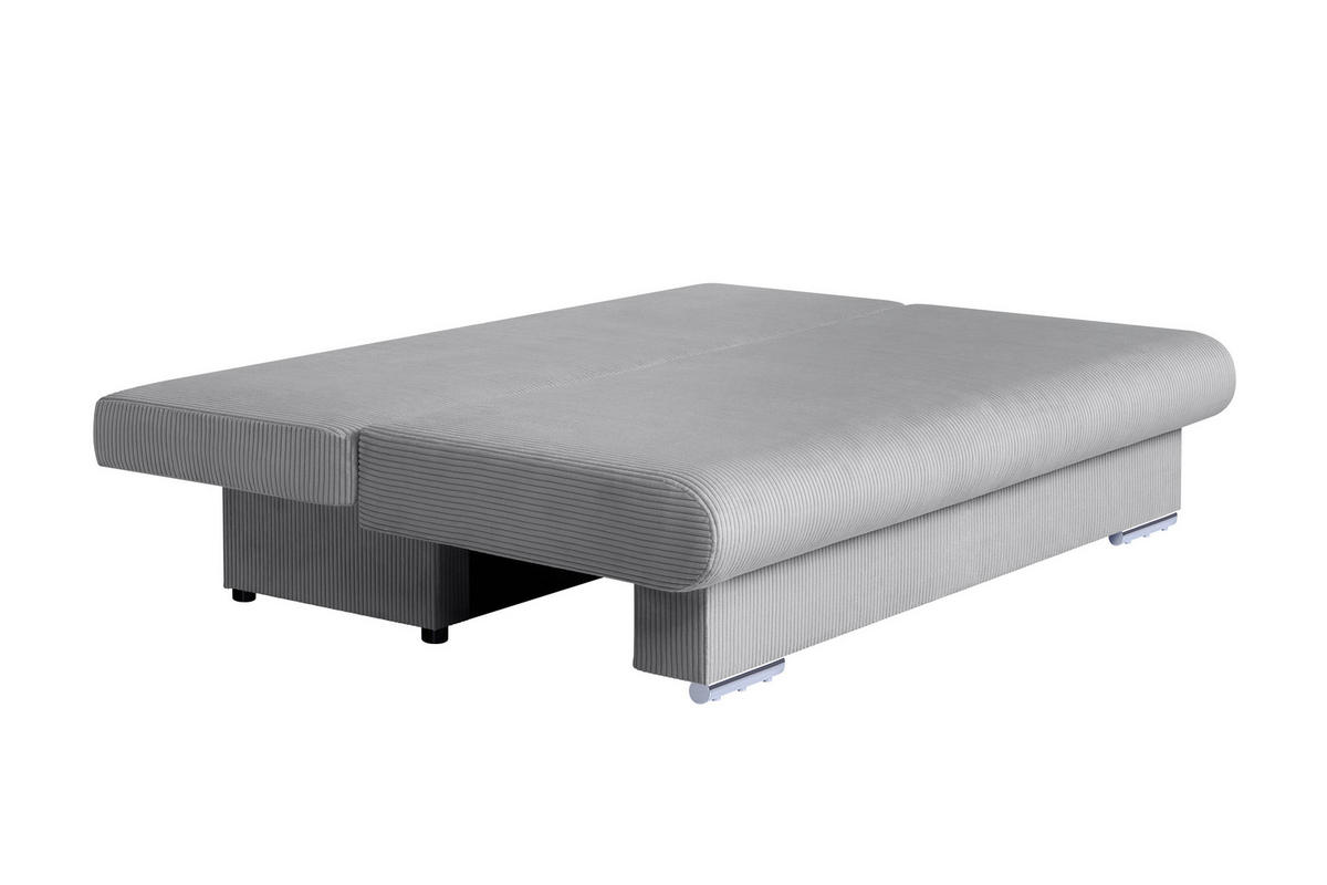 SCHLAFSOFA  mit Rücken echt Hellgrau  - Chromfarben/Hellgrau, Design, Kunststoff/Textil (193/86/85cm) - P & B