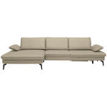 ECKSOFA Dieter Knoll in Echtleder Naturfarben  157/325 cm  - Schwarz/Naturfarben, Design, Leder/Metall (157/325cm) - Dieter Knoll