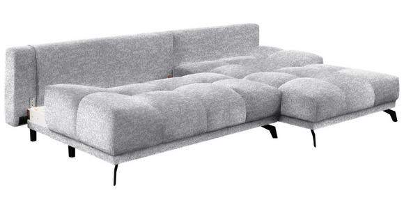 ECKSOFA in Chenille Grau  - Schwarz/Grau, MODERN, Textil/Metall (290/182cm) - Hom`in