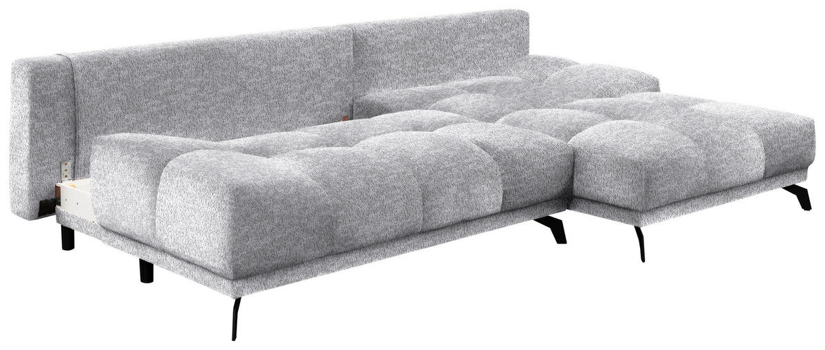 ECKSOFA Grau Chenille  - Schwarz/Grau, MODERN, Textil/Metall (290/182cm) - Hom`in