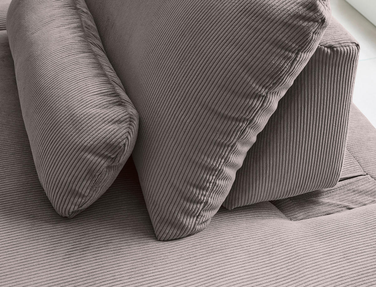 ECKSOFA in Feincord Taupe  - Taupe/Schwarz, Design, Kunststoff/Textil (316/242cm) - Niels Andersson