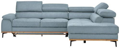 ECKSOFA SCARLETT -EXKLUSIV- - Schwarz/Hellblau, Natur, Holz/Textil (282/226cm) - Novel