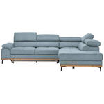 ECKSOFA in Webstoff Hellblau  - Schwarz/Hellblau, Natur, Holz/Textil (282/226cm) - Novel