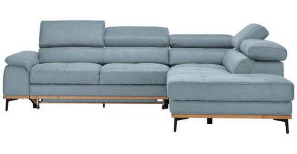 ECKSOFA Hellblau Webstoff - Schwarz/Hellblau, Natur, Holz/Textil (282/226cm) - Novel