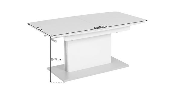 COUCHTISCH in Metall, Glas, Holzwerkstoff 120-160/70/55-74 cm  - Weiß, Design, Glas/Holzwerkstoff (120-160/70/55-74cm) - Novel