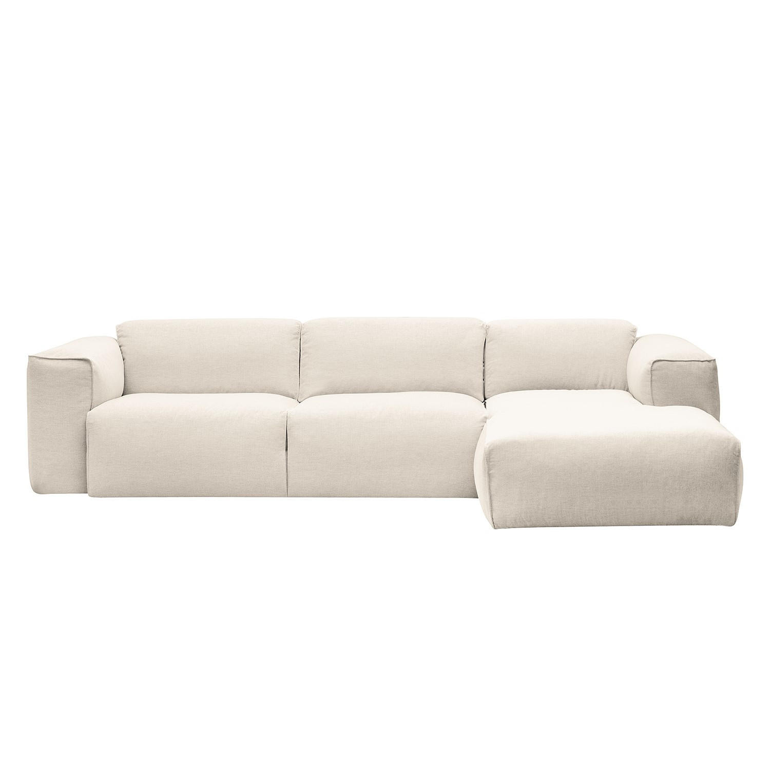 ECKSOFA Beige Webstoff  - Beige/Schwarz, Design, Kunststoff/Textil (290/171cm) - home24