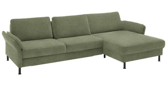 ECKSOFA  in Chenille, Flachgewebe Olivgrün  316/175 cm  - Schwarz/Olivgrün, Design, Textil/Metall (316/175cm) - Dieter Knoll