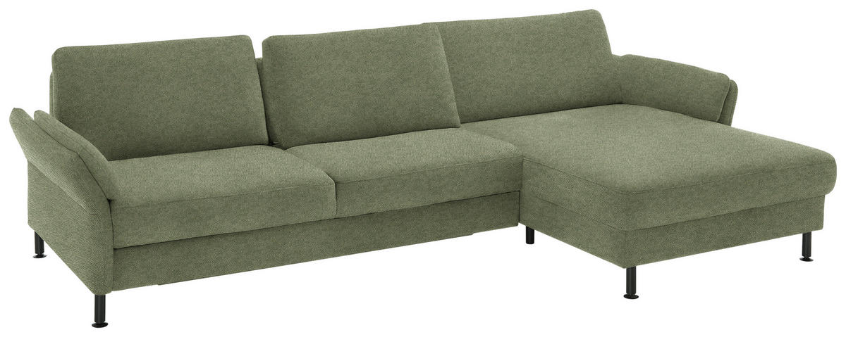 ECKSOFA  in Chenille, Flachgewebe Olivgrün  316/175 cm  - Schwarz/Olivgrün, Design, Textil/Metall (316/175cm) - Dieter Knoll