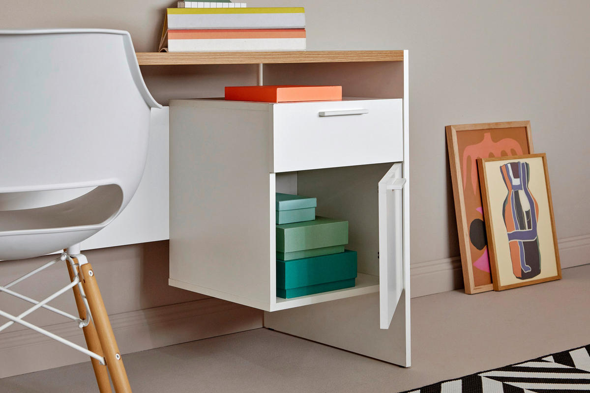 SCHREIBTISCH 123/55/74,5 cm  in Weiss, Eichefarben  - Weiss/Eichefarben, Konventionell, Holzwerkstoff (123/55/74,5cm) - Livetastic
