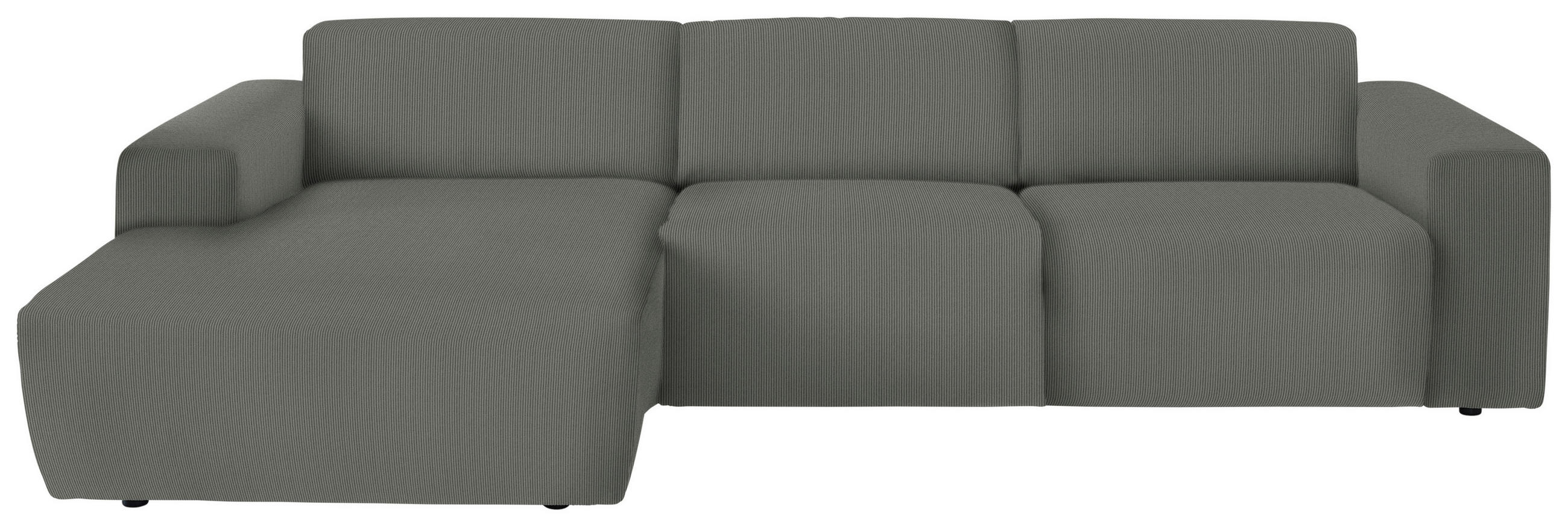 ECKSOFA in Feincord Grau  - Schwarz/Grau, Design, Kunststoff/Textil (174/302cm) - Beldomo Style