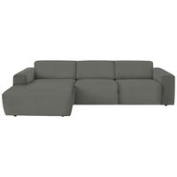 ECKSOFA in Feincord Grau  - Schwarz/Grau, Design, Kunststoff/Textil (174/302cm) - Beldomo Style