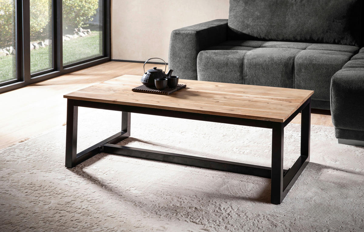 SOFFBORD i trä 110/60/40 cm  - svart/akaciefärgad, Design, metall/trä (110/60/40cm) - MID.YOU