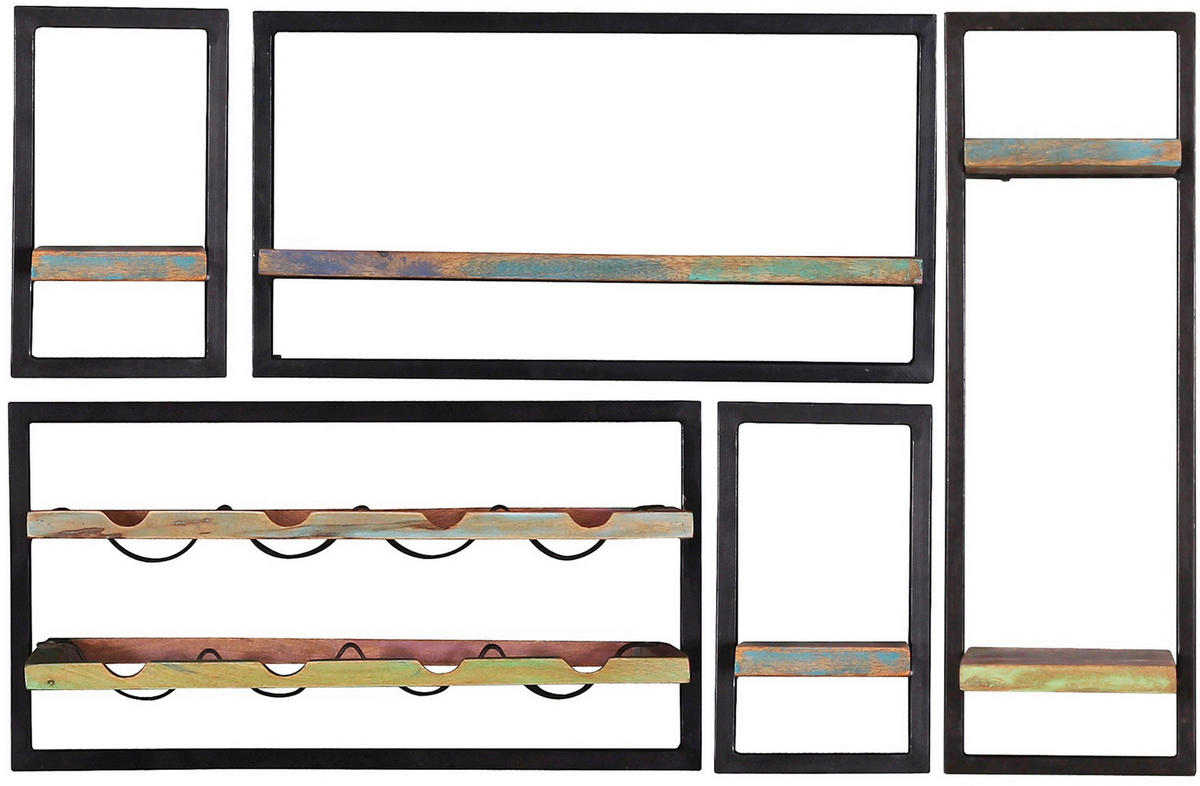 WANDREGAL 20/35/25 cm  - Multicolor/Schwarz, Design, Holz/Metall (20/35/25cm) - MID.YOU
