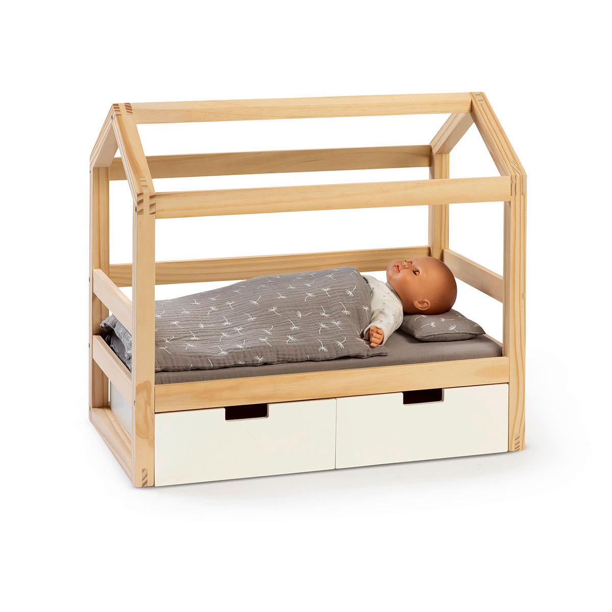 Musterkind Puppenbett Viola Natur, Weiß 31x50x55 cm
