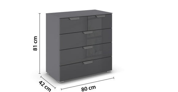 KOMMODE  in 80/81/42 cm  - Chromfarben/Dunkelgrau, Design, Glas/Holzwerkstoff (80/81/42cm) - Carryhome
