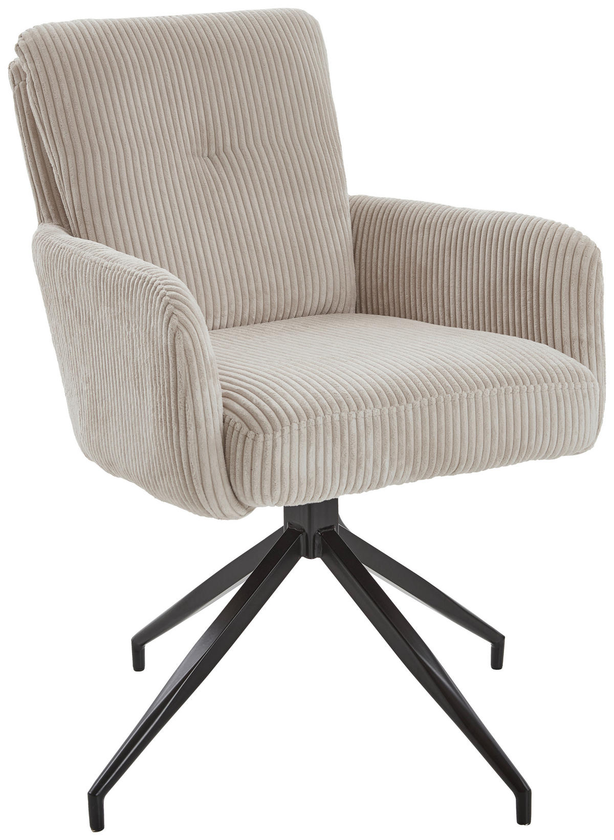 ARMLEHNSTUHL  in Eisen Cord  - Creme/Schwarz, Design, Textil/Metall (60/90/68cm) - Valdera