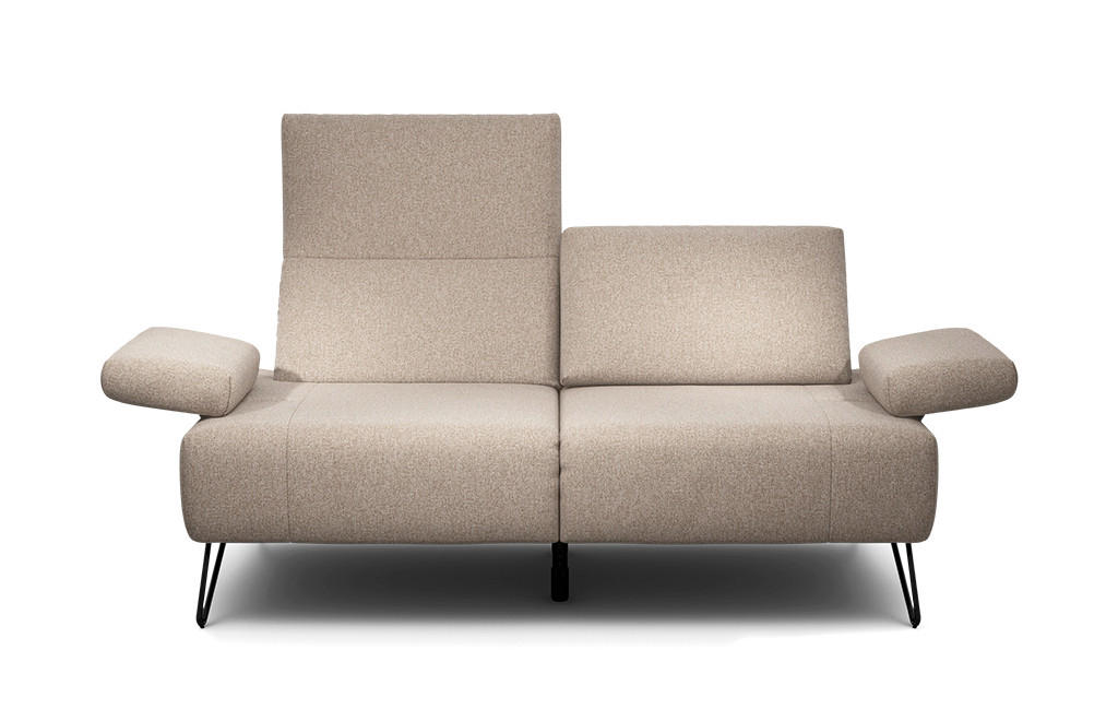 2-SITZER-SOFA Chenille Sandfarben  - Sandfarben/Schwarz, Design, Textil/Metall (164-194/85/86-94cm) - SENSOO