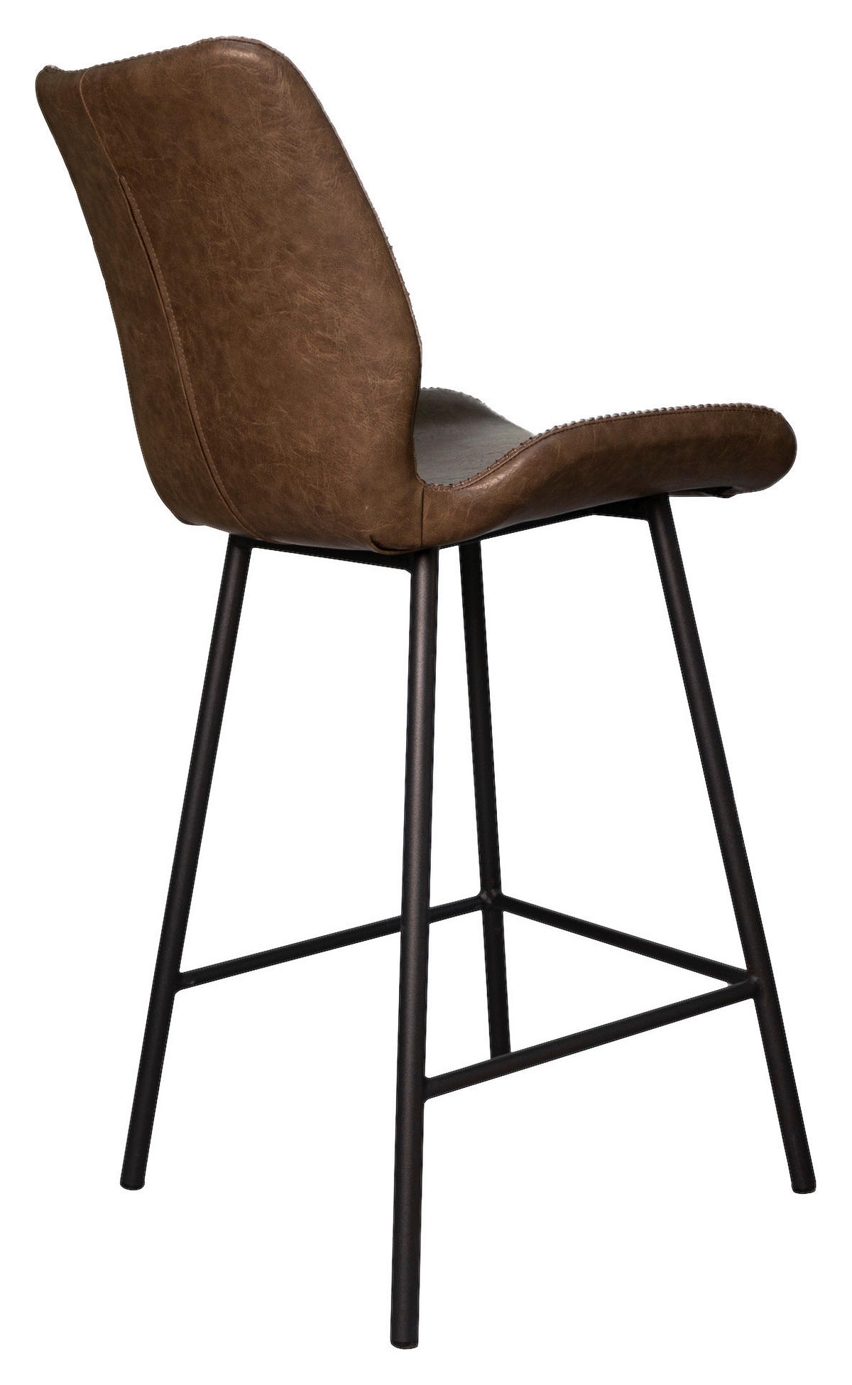 BARHOCKER-SET Lederlook Graubraun  - Graubraun/Schwarz, KONVENTIONELL, Kunststoff/Textil (47/99/55cm) - MID.YOU